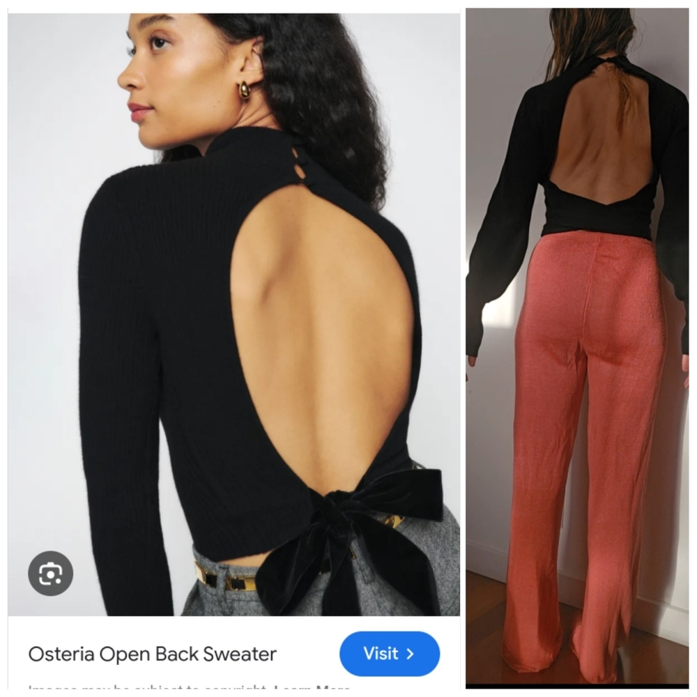 Nwt reformation Osteria Cashmere Open Back Sweater s - Picture 7 of 9